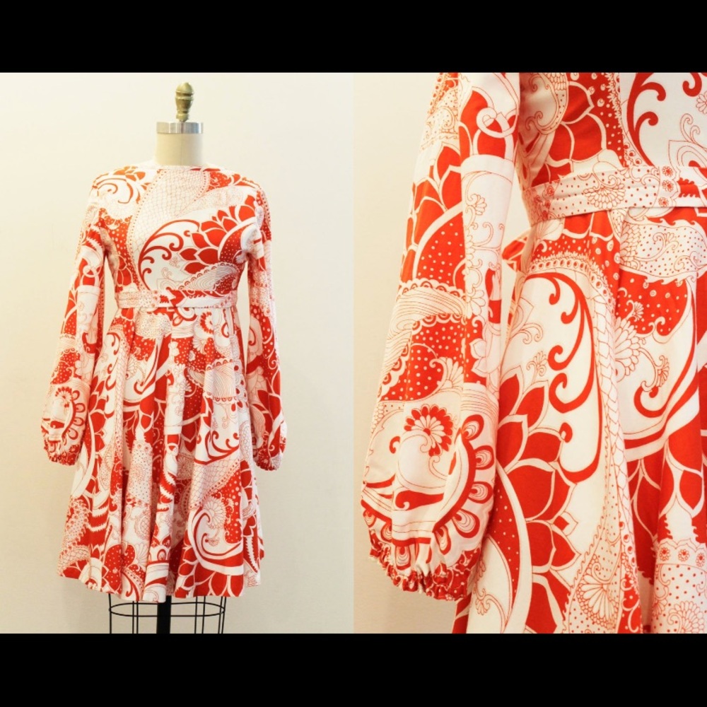 Vintage 1960’s paisley dress balloon sleeves